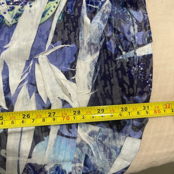 Periwinkle Womens Top Sz Small Blue Multicolored Paisley 3/4 Sleeve Tunic Shirt - Picture 9 of 11